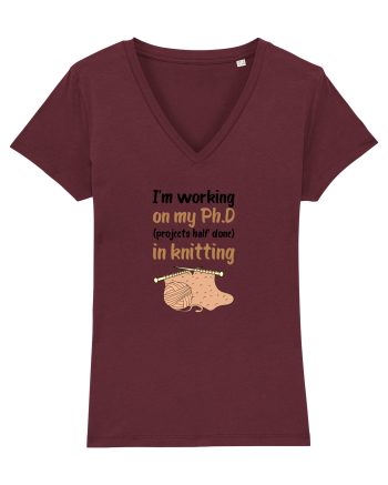 Ph.D in Knitting (doctorat în tricotat) Burgundy