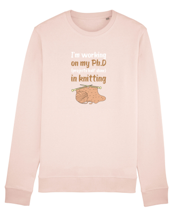 Ph.D in Knitting (doctorat în tricotat) alb Candy Pink