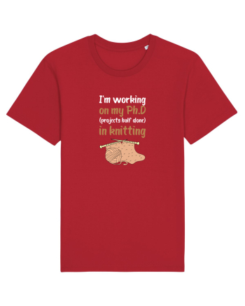 Ph.D in Knitting (doctorat în tricotat) alb Red