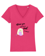 Wool You just let me Knit in Peace? Tricou mânecă scurtă guler V Damă Evoker