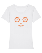 Bicycle Funny Face Tricou mânecă scurtă guler larg fitted Damă Expresser