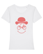 Funky Bike Face Tricou mânecă scurtă guler larg fitted Damă Expresser