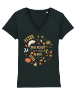 Toamna stai acasa Tricou mânecă scurtă guler V Damă Evoker