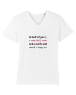 Yarn, Drink, Seat, Happy (negru si roz) Tricou mânecă scurtă guler V Bărbat Presenter