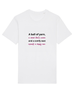 Yarn, Drink, Seat, Happy (negru si roz) Tricou mânecă scurtă Unisex Rocker