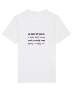 Yarn, Drink, Seat, Happy (negru si mov) Tricou mânecă scurtă Unisex Rocker