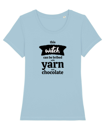 This Witch can be bribed with yarn and chocolate. Sky Blue