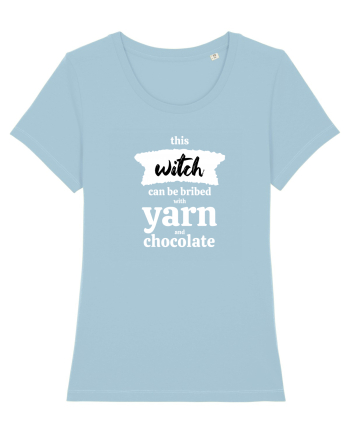 This Witch can be bribed with yarn and chocolate. (alb) Sky Blue