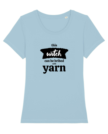 This Witch can be bribed with yarn. Sky Blue