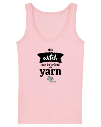 This Witch can be bribed with yarn. (ghem alb) Cotton Pink