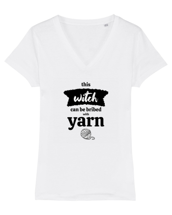 This Witch can be bribed with yarn. (ghem alb) White