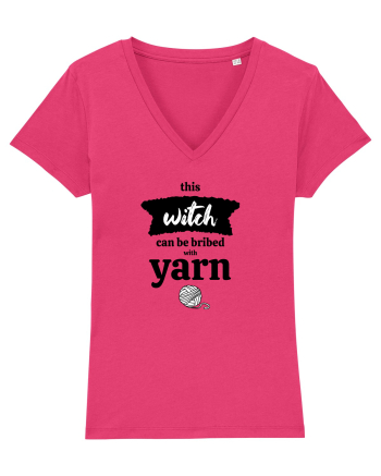 This Witch can be bribed with yarn. (ghem alb) Raspberry