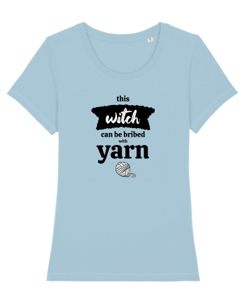 This Witch can be bribed with yarn. (ghem alb) Sky Blue