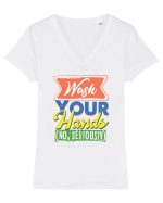 Wash your hands Tricou mânecă scurtă guler V Damă Evoker