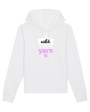 This Witch can be bribed with yarn. (ghem roz si alb) White
