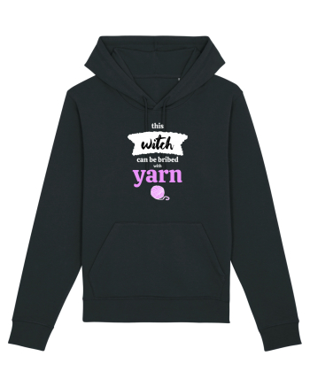 This Witch can be bribed with yarn. (ghem roz si alb) Black