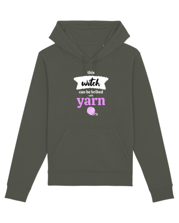 This Witch can be bribed with yarn. (ghem roz si alb) Khaki
