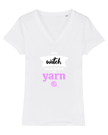 This Witch can be bribed with yarn. (ghem roz si alb) White