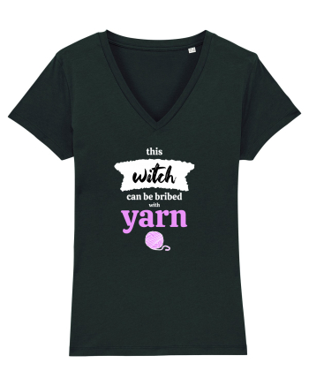 This Witch can be bribed with yarn. (ghem roz si alb) Black
