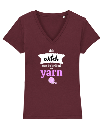 This Witch can be bribed with yarn. (ghem roz si alb) Burgundy