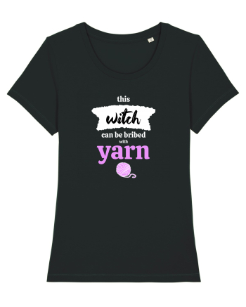 This Witch can be bribed with yarn. (ghem roz si alb) Black
