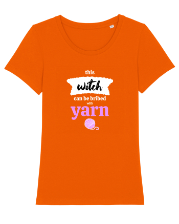 This Witch can be bribed with yarn. (ghem roz si alb) Bright Orange
