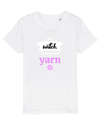 This Witch can be bribed with yarn. (ghem roz si alb) White