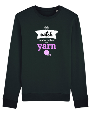 This Witch can be bribed with yarn. (ghem roz si alb) Black