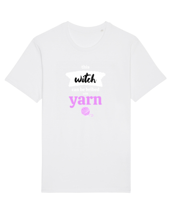 This Witch can be bribed with yarn. (ghem roz si alb) White
