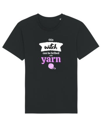 This Witch can be bribed with yarn. (ghem roz si alb) Black