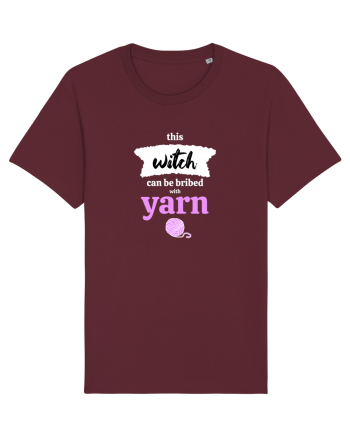 This Witch can be bribed with yarn. (ghem roz si alb) Burgundy
