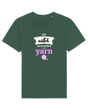 This Witch can be bribed with yarn. (ghem roz si alb) Bottle Green