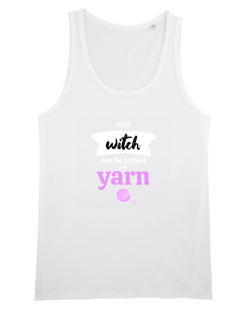 This Witch can be bribed with yarn. (ghem roz si alb) White