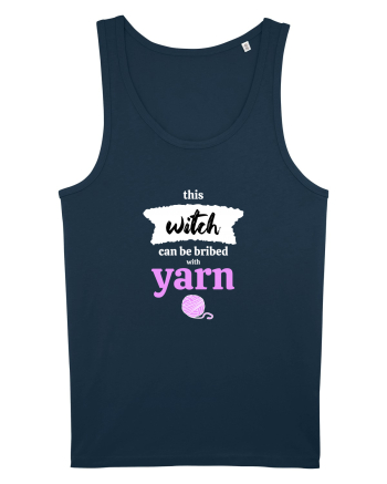 This Witch can be bribed with yarn. (ghem roz si alb) Navy
