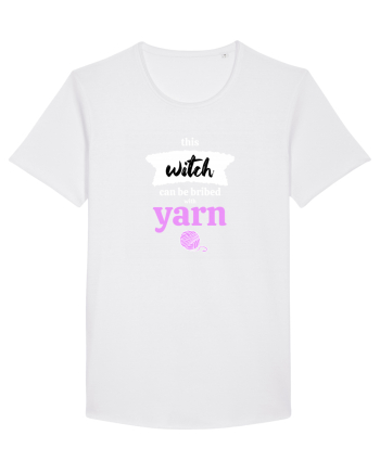 This Witch can be bribed with yarn. (ghem roz si alb) White