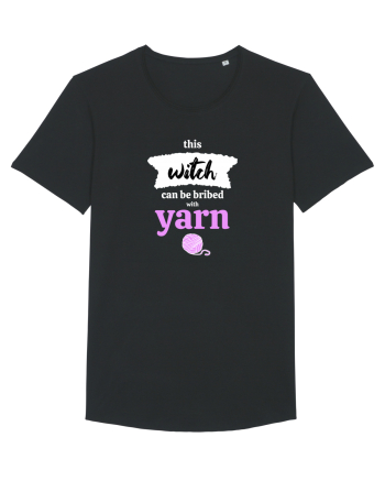 This Witch can be bribed with yarn. (ghem roz si alb) Black