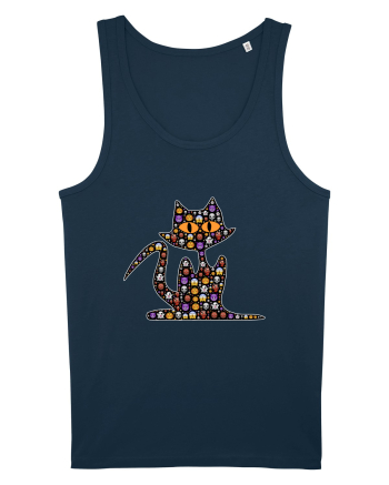 Halloween Emoji Funny Cat Navy