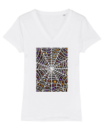 Halloween Emoji Spiderweb Tricou mânecă scurtă guler V Damă Evoker