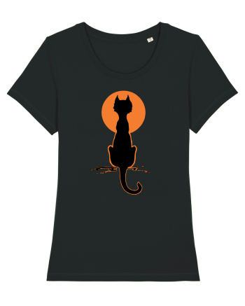 Halloween Moon Cat Black