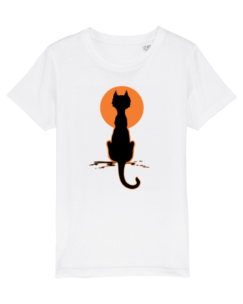 Halloween Moon Cat White