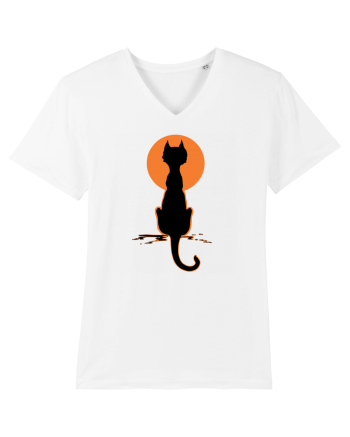Halloween Moon Cat White