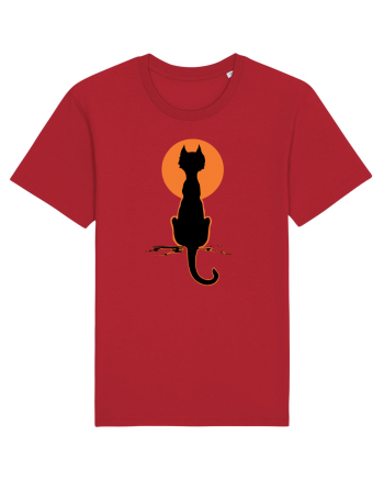 Halloween Moon Cat Red