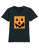 Halloween Stamp Face Tricou mânecă scurtă guler V Bărbat Presenter