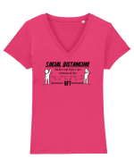 Social Distancing Wiener Tricou mânecă scurtă guler V Damă Evoker