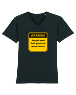 Warning! Prostii mor! Insa prostia e nemuritoare! Tricou mânecă scurtă guler V Bărbat Presenter