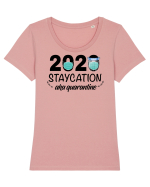 Staycation Quarantine Tricou mânecă scurtă guler larg fitted Damă Expresser