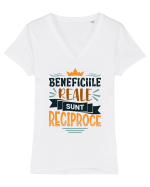 Beneficiile reale sunt reciproce V2 Tricou mânecă scurtă guler V Damă Evoker