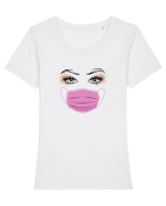 Mască Roz Tricou mânecă scurtă guler larg fitted Damă Expresser