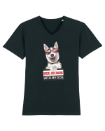 Social Distance Husky Tricou mânecă scurtă guler V Bărbat Presenter