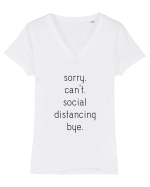 Social Distance Bye Tricou mânecă scurtă guler V Damă Evoker